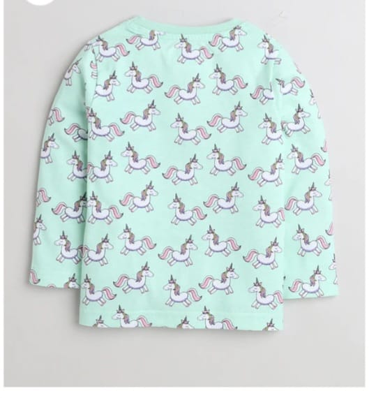 Mint Green Unicorn Print Kids Pajama Set