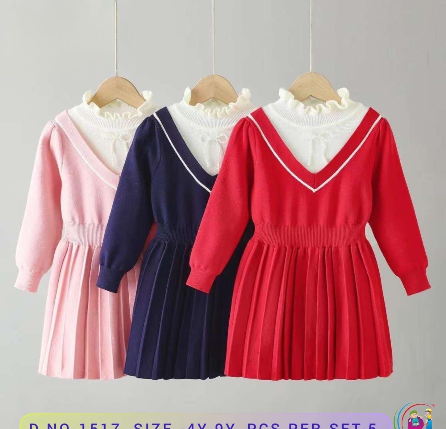 Elegant Two-Piece Knit Dress Set for Girls