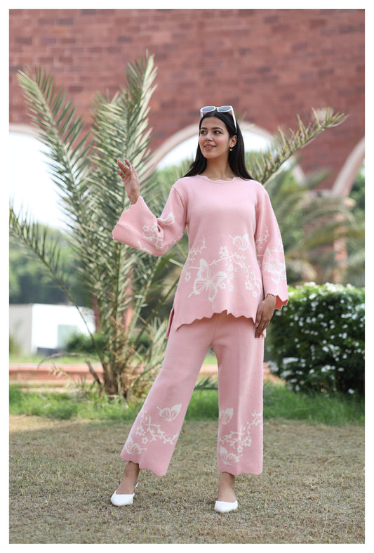 Blossom Pink Floral Knit Co-Ord Set